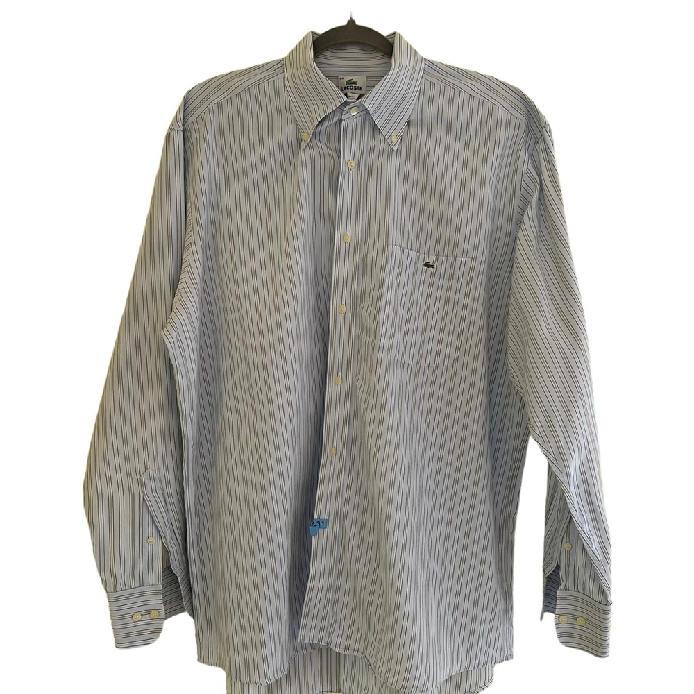 Lacoste Blue/White/Tan Stripe Cotton Shirt 44(XL)